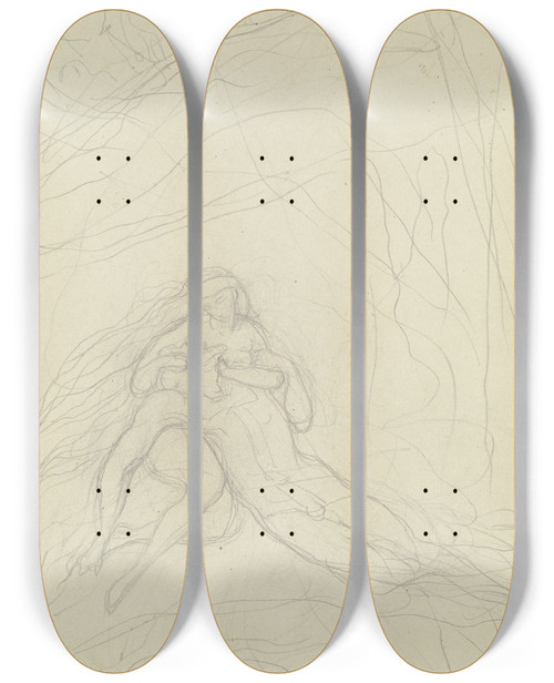 Triptych art skateboard deck of Victor Mller Titania And Bottom_1 by Victor Muller (1829-1871)