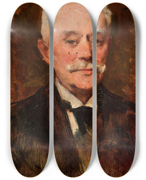 Triptych art skateboard deck of Tadeusz Ajdukiewicz Portrait Of An Old Man by Tadeusz Ajdukiewicz (1852-1916)