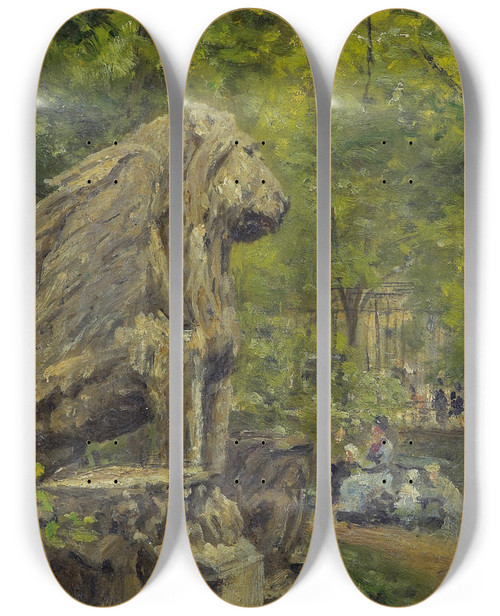 Triptych art skateboard deck of Stanislas Lpine Square De Cluny Paris by Stanislas Lepine (1835-1892)