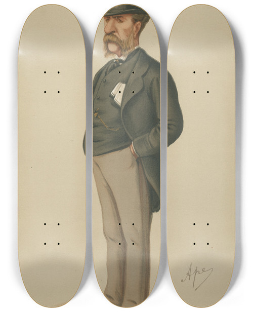 Triptych art skateboard deck of Carlo Pellegrini Politicians The Past The Right Hon William Patrick Adam June 27 1874 by Carlo Pellegrini (1839-1889)