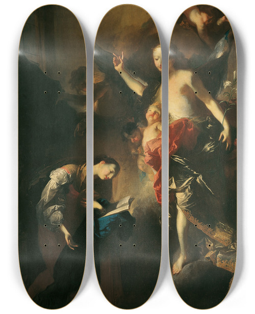 Triptych art skateboard deck of Franz Anton Maulbertsch Verkndigung An Maria by Franz Anton Maulbertsch (1724-1796)