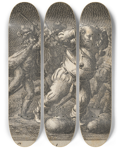 Triptych art skateboard deck of Daniel Nikolaus Chodowiecki Henry Iv Part I Act Ii Scene Ii_2 by Daniel Nikolaus Chodowiecki (1726-1801)