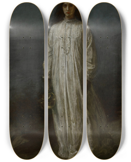 Triptych art skateboard deck of Sir John Everett Millais A Somnambulist by Sir John Everett Millais (1829-1896)