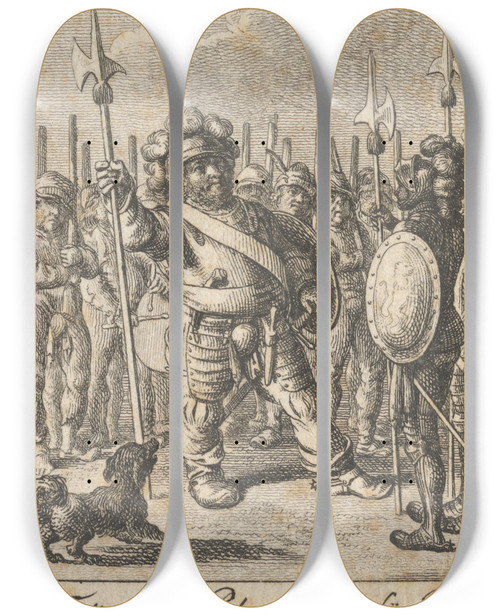Triptych art skateboard deck of Daniel Nikolaus Chodowiecki Henry Iv Part I Act Iv Scene Ii by Daniel Nikolaus Chodowiecki (1726-1801)