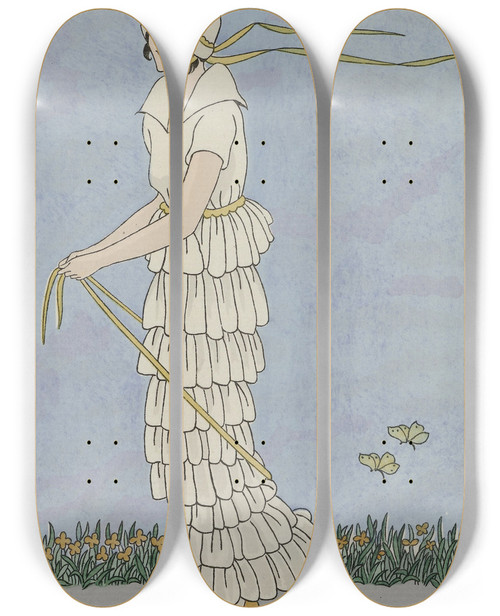Triptych art skateboard deck of Monogrammist Mfn Robe De Nansouk_1 by Monogrammist Mfn