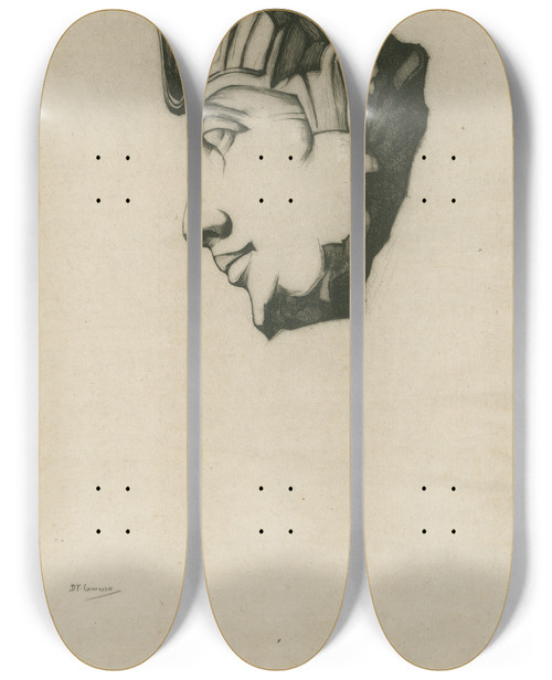 Triptych art skateboard deck of David Young Cameron Rameses Ii by David Young Cameron (1865-1945)