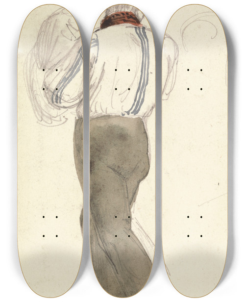 Triptych art skateboard deck of Joshua Cristall Seaman Holding A Monkey by Joshua Cristall (1765-1847)