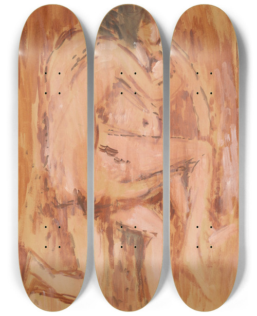 Triptych art skateboard deck of Cyprin Majernk Lovers by Cyprian Majernik (1909-1945)