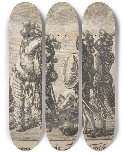 Triptych art skateboard deck of Daniel Nikolaus Chodowiecki Henry Iv Part I Act V Scene Iv by Daniel Nikolaus Chodowiecki (1726-1801)