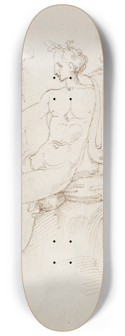 Francesco Salviati - Sitzender Apoll mit Lyra und eine stehende Frau, links eine Mauer 8.25 inch art skate deck