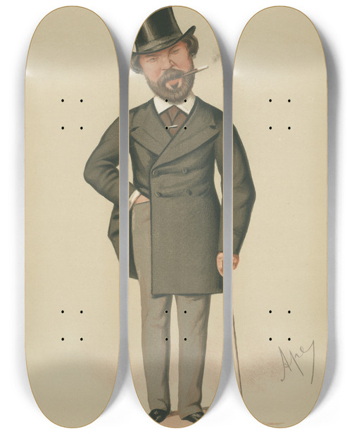 Triptych art skateboard deck of Carlo Pellegrini Politicians Modest Assurance Mr Henry Du Pre Labouchere 7 November 1874 by Carlo Pellegrini (1839-1889)