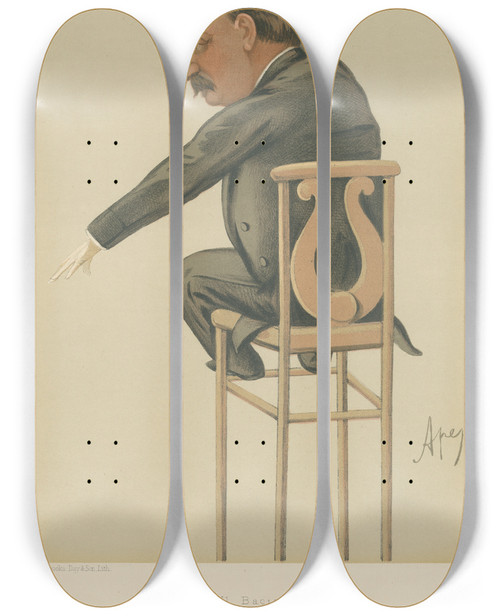 Triptych art skateboard deck of Carlo Pellegrini Musicians Il Bacio Luigi Arditi March 21 1885 by Carlo Pellegrini (1839-1889)
