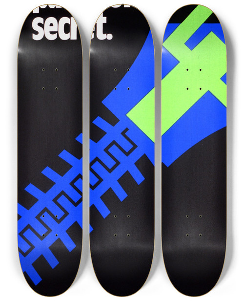 Triptych art skateboard deck of National Institutes Of Health Keep Passwords Secret by National Institutes Of Health (1887)