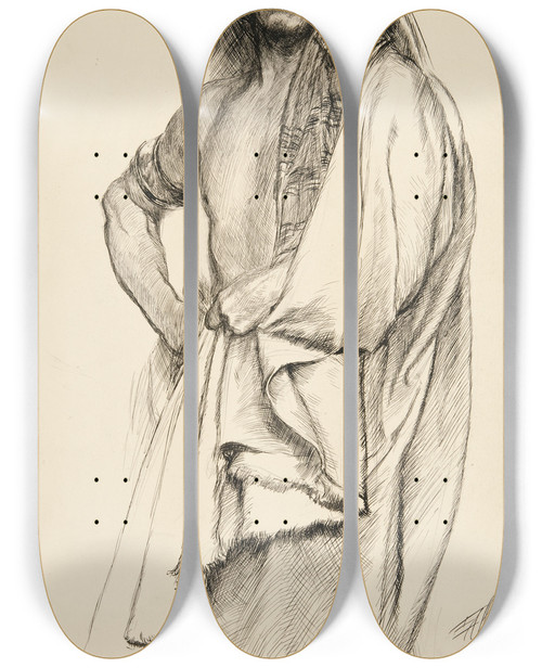 Triptych art skateboard deck of Edwin Austin Abbey Aaron From Titusandronicus by Edwin Austin Abbey (1852-1911)