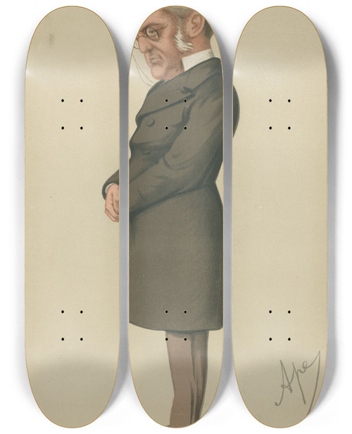 Triptych art skateboard deck of Carlo Pellegrini Teachers And Headmasters The Science Of Language Frederick Maximilian February 6 1875 by Carlo Pellegrini (1839-1889)