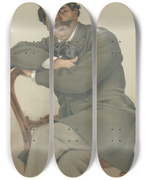Triptych art skateboard deck of Thobald Chartran Sports Miscellaneous Duelling A French Duellist Mr Paul De Granier De Cassagnac December 6 1879 by Theobald Chartran (1849-1907)
