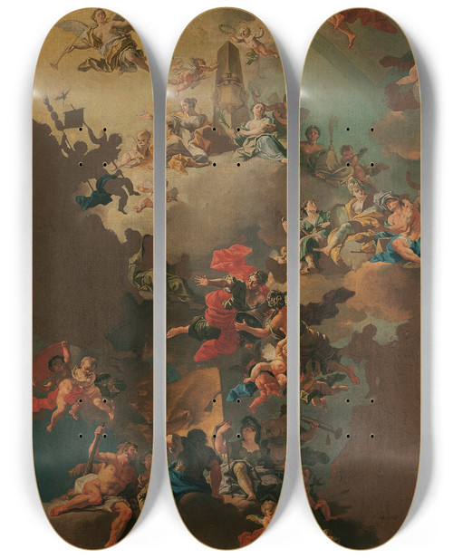Triptych art skateboard deck of Daniel Gran Allegorie Auf Die Glckliche Regierung Mhrens by Daniel Gran (1694-1694)
