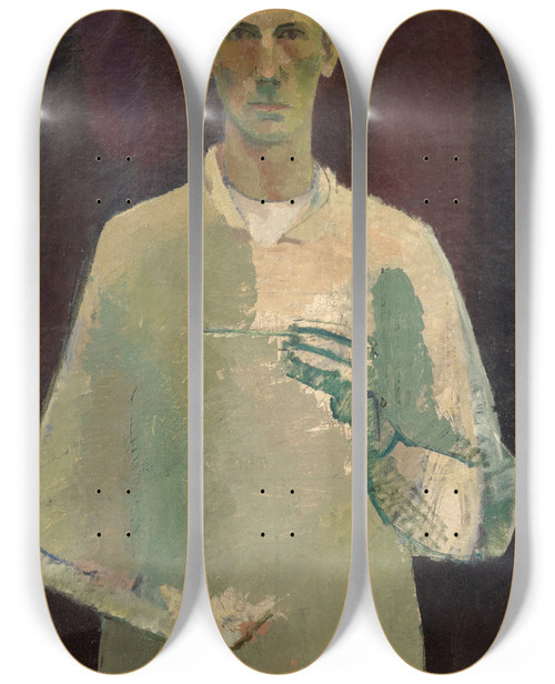 Triptych art skateboard deck of Franz Marent Selfportrait With Palette_1 by Franz Marent (1895-1918)