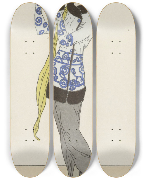 Triptych art skateboard deck of Jan Van Brock Veste De Velours by Jan Van Brock (19-20-)