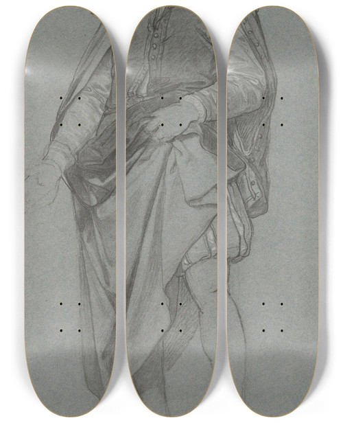 Triptych art skateboard deck of Nicaise De Keyser The Painter Frans Floris by Nicaise De Keyser (1813-1887)