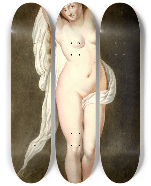 Triptych art skateboard deck of David Humbert De Superville Vrouwenfiguur Uit Rubens Het Oordeel Van Paris by David Humbert De Superville (1770-1849)