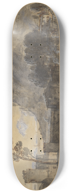 Francesco Zuccarelli - Classical Landscape; A Town and a Mountain by the Coast 8.25 inch art skate deck