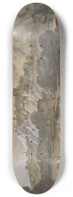 Francesco Zuccarelli - Mountainous River Landscape with Bathers 8.25 inch art skate deck