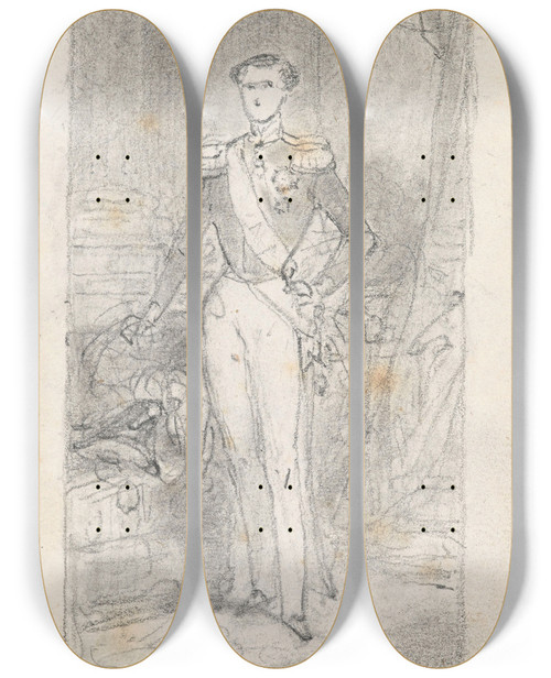 Triptych art skateboard deck of Nicaise De Keyser Portrait Of A Man_2 by Nicaise De Keyser (1813-1887)