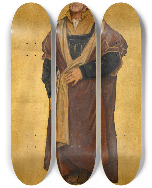 Triptych art skateboard deck of Albert Frans Lieven De Vriendt The Painter Gerard David by Albert Frans Lieven De Vriendt (1843-1900)