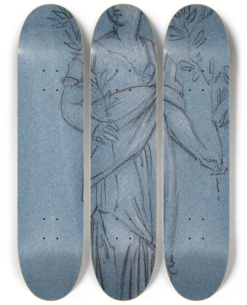 Triptych art skateboard deck of Pierrepaul Prudhon Groupe De Gauche Premire Esquisse by Pierre-Paul Prud'hon (1758-1823)