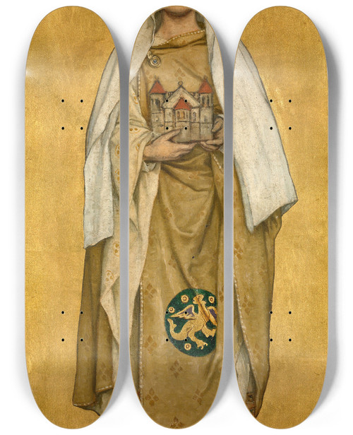 Triptych art skateboard deck of Albert Frans Lieven De Vriendt Judith Wife Of Baldwin I Of Flanders by Albert Frans Lieven De Vriendt (1843-1900)