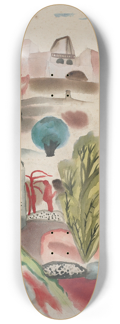 Frances Hodgkins - Hill with cypresses 8.25 inch art skate deck