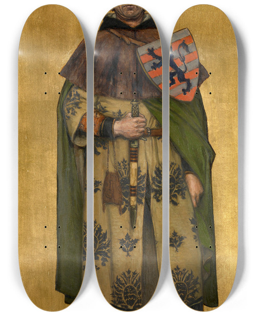 Triptych art skateboard deck of Albert Frans Lieven De Vriendt Jan Boonen by Albert Frans Lieven De Vriendt (1843-1900)