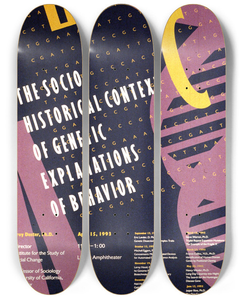 Triptych art skateboard deck of National Institutes Of Health The Sociohistorical Context Of Genetic Explanations Of Behavior by National Institutes Of Health (1887)