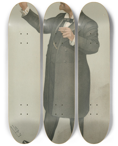 Triptych art skateboard deck of Leslie Matthew Ward Musicians Ram Alexander C Mackenzie January 14 1904 by Leslie Matthew Ward (1851-1922)