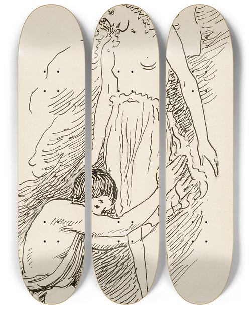 Triptych art skateboard deck of Venny Soldanbrofeldt Satuaihe by Venny Soldan-Brofeldt (1863-1945)