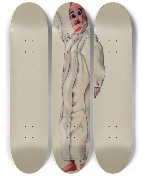 Triptych art skateboard deck of Elmer Weise Baby Hand Puppet by Elmer Weise