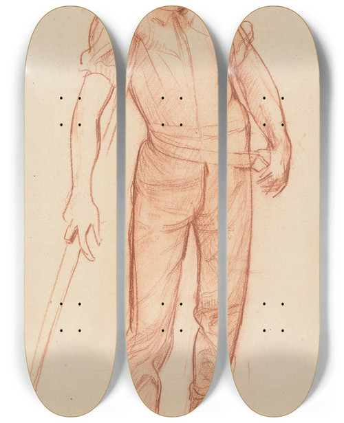 Triptych art skateboard deck of James Havard Thomas Shepherd Resting And Conversing by James Havard Thomas