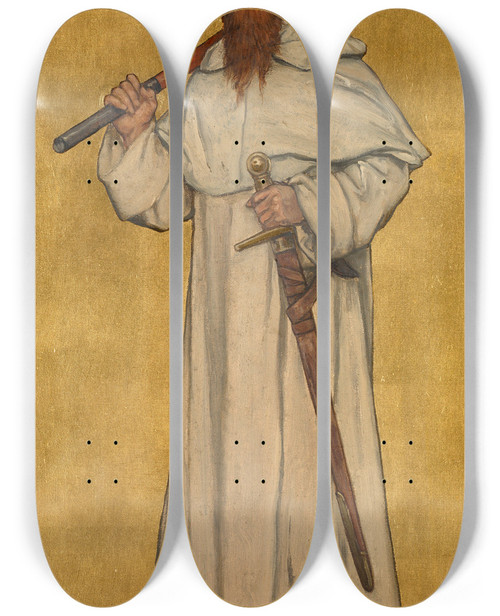 Triptych art skateboard deck of Albert Frans Lieven De Vriendt Baldwin Ii Of Flanders by Albert Frans Lieven De Vriendt (1843-1900)
