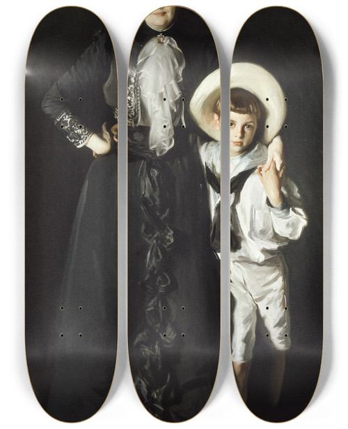 Triptych art skateboard deck of John Singer Sargent Portrait Of Mrs Edward L Davis And Her Son Livingston Davis by John Singer Sargent (1856-1925)