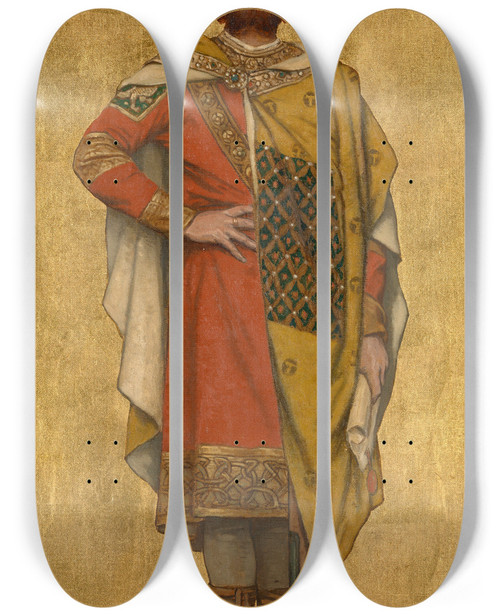 Triptych art skateboard deck of Albert Frans Lieven De Vriendt Willem Van Saeftinghe by Albert Frans Lieven De Vriendt (1843-1900)