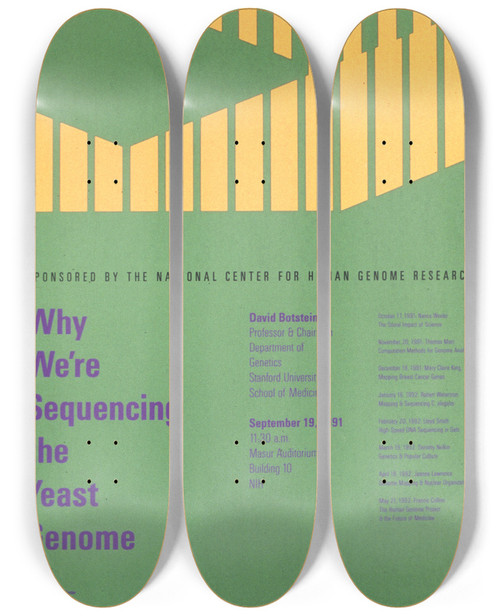 Triptych art skateboard deck of National Institutes Of Health Why Were Sequencing The Yeast Genome by National Institutes Of Health (1887)