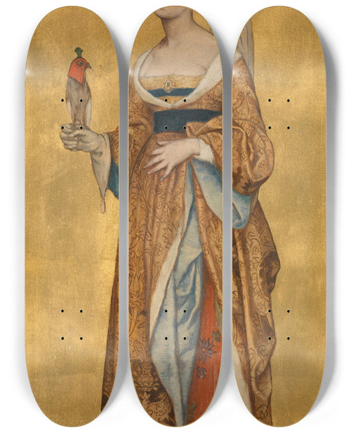 Triptych art skateboard deck of Albert Frans Lieven De Vriendt Saint Donatian Of Reims by Albert Frans Lieven De Vriendt (1843-1900)