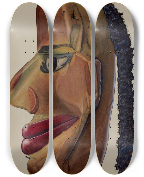 Triptych art skateboard deck of Elmer Weise Marionette Detail_2 by Elmer Weise