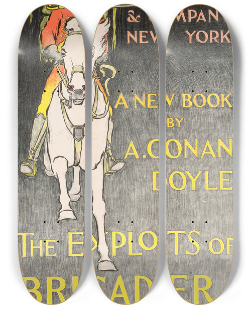 Triptych art skateboard deck of L Fred Hurd The Exploits Of Brigadier Gerard by L. Fred Hurd (19-20-)