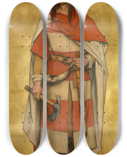 Triptych art skateboard deck of Albert Frans Lieven De Vriendt Baldwin Vii Of Flanders by Albert Frans Lieven De Vriendt (1843-1900)