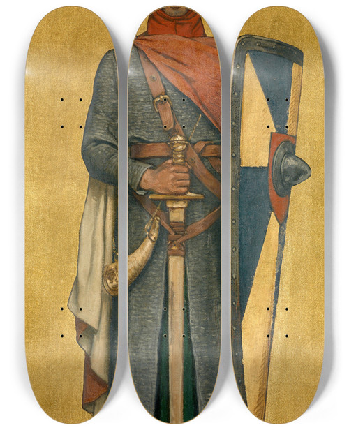 Triptych art skateboard deck of Albert Frans Lieven De Vriendt Thierry Of Alsace by Albert Frans Lieven De Vriendt (1843-1900)
