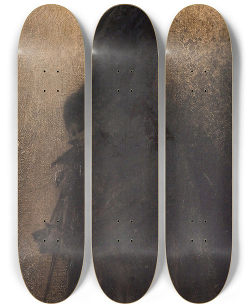 Triptych art skateboard deck of Thobald Chartran Portrait De La Mre De Lartiste Mme Dillon by Theobald Chartran (1849-1907)