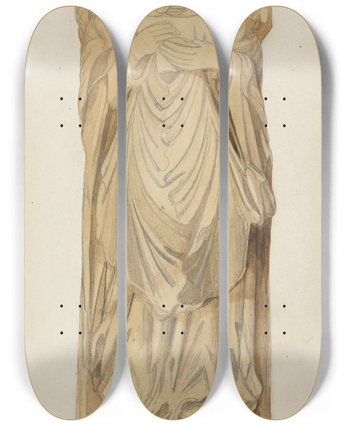 Triptych art skateboard deck of Rev James Bulwer One From A Volume Of Drawings And Prints_55 by Rev James Bulwer (1794-1879)