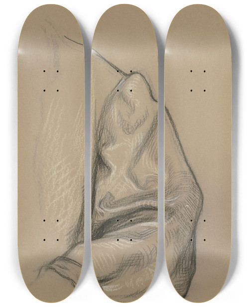 Triptych art skateboard deck of Victor Mller Linker Rmel Mit Andeutung Der Schulter_1 by Victor Muller (1829-1871)